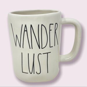 RAE DUNN “Wander Lust” Coffee Mug White with Black Letters